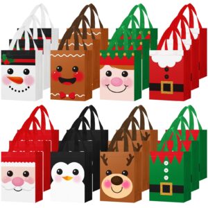 clysee 24 pcs christmas gift bags with handles 10 x 8 x 4 inch reusable christmas bags multifunctional non woven christmas gift doll bags wrapping christmas party favors for holiday xmas gifts