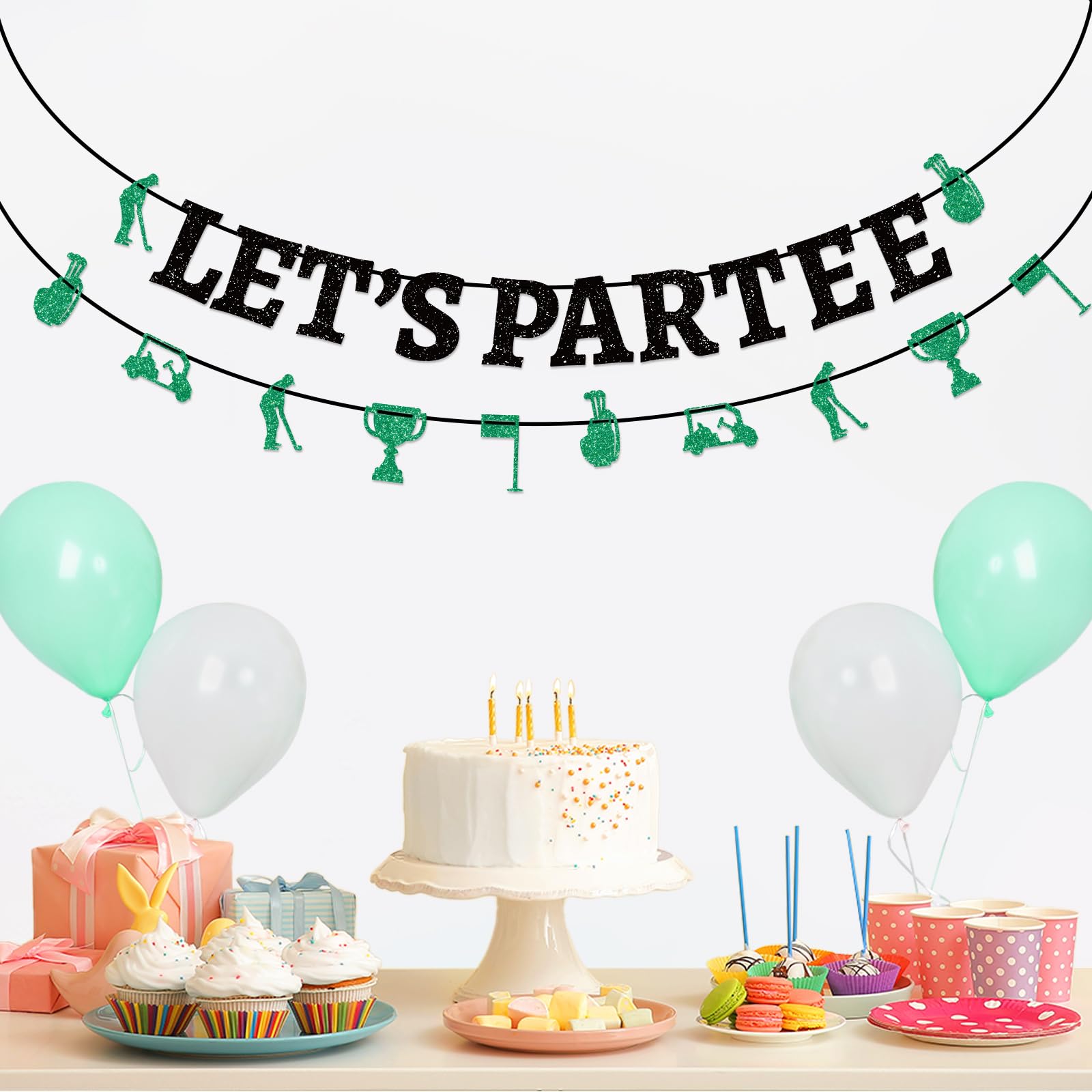 Golf Birthday Banner Let's Partee Golf Themed Party Decorations Golf Party Supplies for Lets Partee Banner Golf Happy Birthday Party Adults Kids Baby Shower Hanging Swril Decor