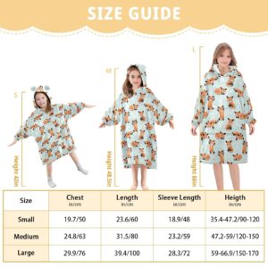 JHKKU Cute Red Panda Wearable Blankets for Kids, Oversized Flannel Blanket Hoodie for Kids, Warm Blanket Hoodie for Boys Girls with Pockets