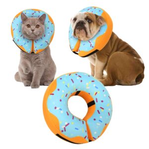 recovery donut collar for dogs & cat,inflatable dog cone collar alternative after surgery,soft dog cone for large medium small dog,adjustable dog neck donut collar(blue,small)