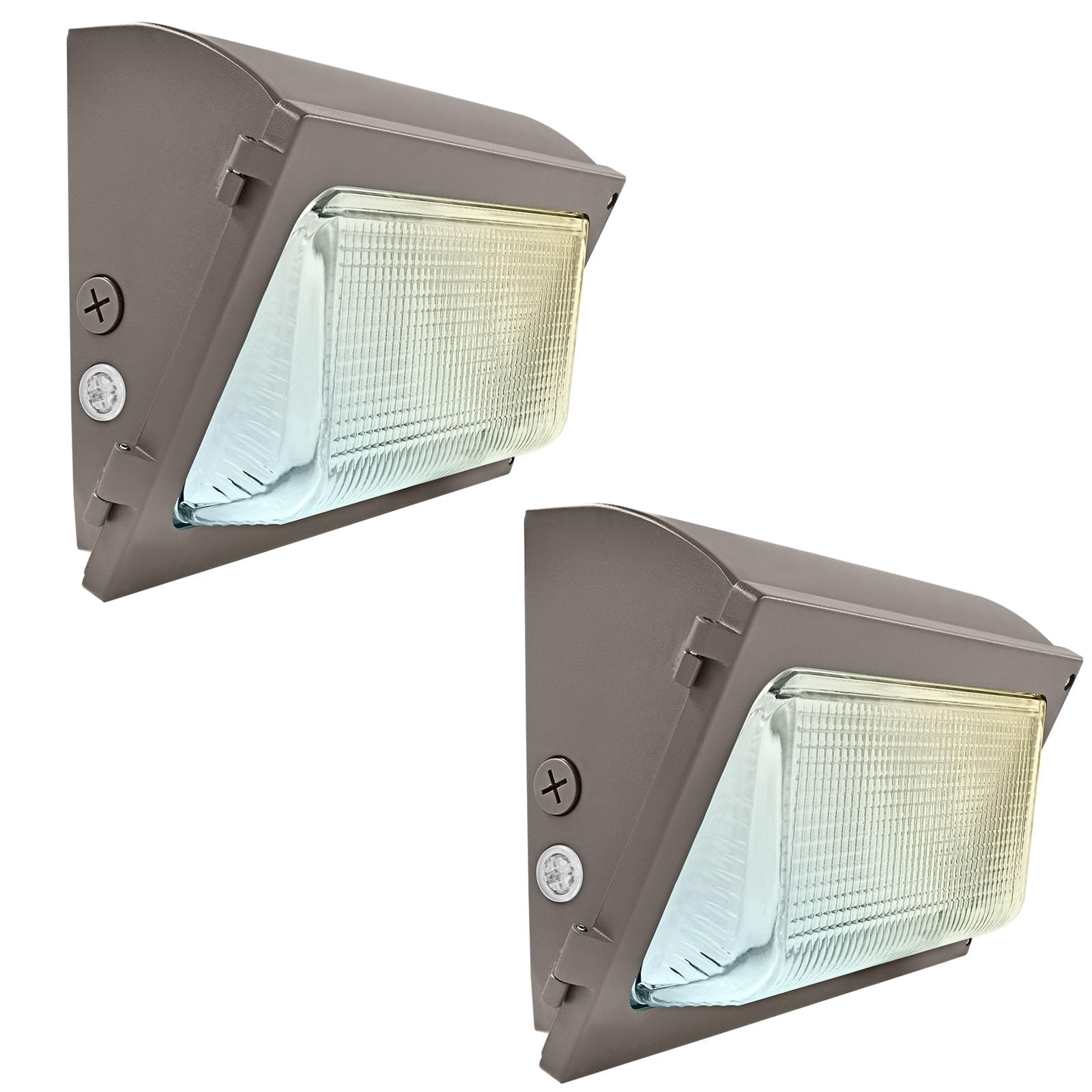 LUXRITE Slim Outdoor LED Wall Pack Light with Dusk to Dawn, Semi Cutoff, 45W-75W Tunable, 10125LM, 3CCT 3000K-5000K, IP65, 120-277V, UL, DLC - Commercial Warehouse Building Security Lighting (2 Pack)