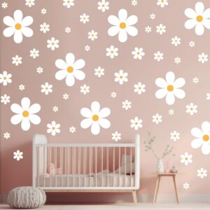 165 Pieces 15 Sheet Large Daisy Wall Decals Daisy Flower Wall Stickers Vinyl Peel and Stick Floral Wall Decal Daisy Wall Decor for Nursery Playroom Bedroom Living Room Wall(Fresh)