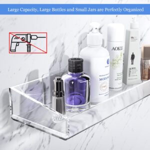 KATASKI Acrylic Bathroom Shelves,15.7inch Acrylic Shelf Transparent Wall Mounted，No-Drill Thick Clear Storage and Display Shelf, Floating Shelves.Transparent 2 Pack