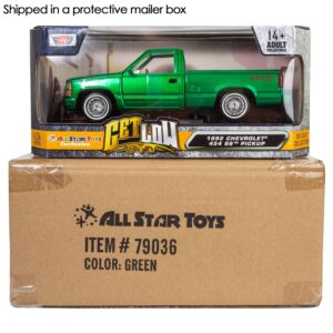 All Star Toys 1992 Chevy 454SS Pickup Lowrider Truck Candy Green 1/24 Diecast Model Motormax Get Low 79036 Exclusive