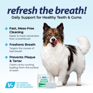 Vetnique Dentabliss - Dog Teeth Cleaning Finger Mitt Dental Wipe - Dog Plaque and Tartar Prevention with Brushing Beads - Convenient Peppermint Dog Teeth Wipes, Dog Breath Freshener