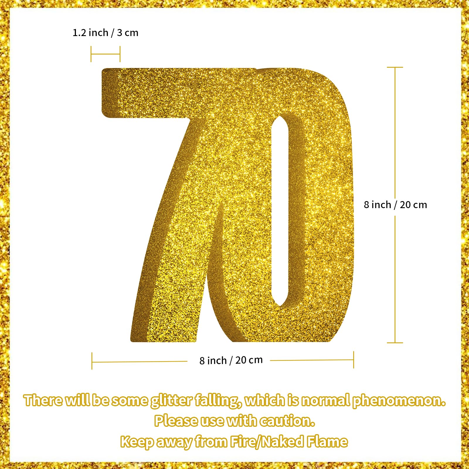 70th Birthday Decorations for Men and Women,70th Anniversary Decorations,Gold Glitter 70th Birthday Party Centerpieces for Table Decorations,70 Table Topper Decor