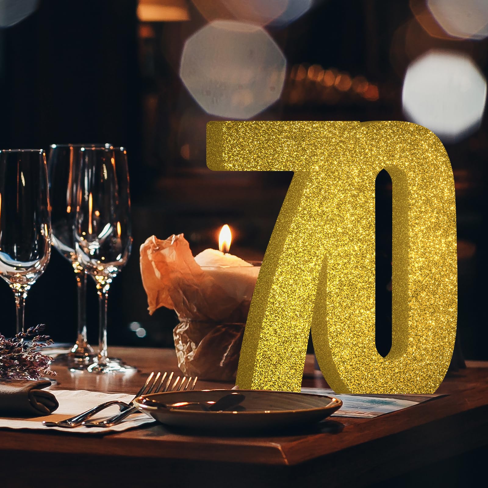 70th Birthday Decorations for Men and Women,70th Anniversary Decorations,Gold Glitter 70th Birthday Party Centerpieces for Table Decorations,70 Table Topper Decor