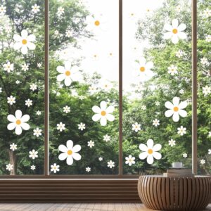 165 Pieces 15 Sheet Large Daisy Wall Decals Daisy Flower Wall Stickers Vinyl Peel and Stick Floral Wall Decal Daisy Wall Decor for Nursery Playroom Bedroom Living Room Wall(Fresh)