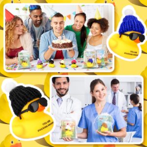 Wettarn 32 Sets Employee Appreciation Gifts Thank You Gift Set Motivational Gifts You're Ducking Awesome Cheer up Cards Mini Rubber Ducks with Glasses and Hats with Card for Coworkers