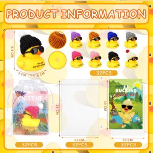 Wettarn 32 Sets Employee Appreciation Gifts Thank You Gift Set Motivational Gifts You're Ducking Awesome Cheer up Cards Mini Rubber Ducks with Glasses and Hats with Card for Coworkers