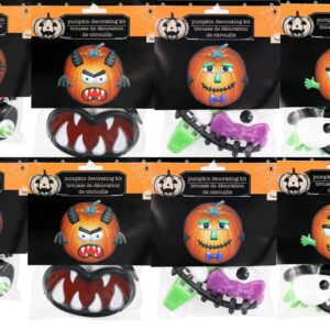 Halloween Plastic Push in Pumpkin Decorating Kits No Carving Kits 2 Sets 8 Packs Halloween Pumpkin Faces Push in