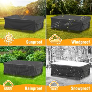 Velway Patio Furniture Set Cover - Heavy Duty 420D Waterproof Weatherproof Sofa Couch Set Covers Garden Dining Table Chair Set Cover with Reflective Tape Rectangular 98"L x 78"W x 32"H - Black