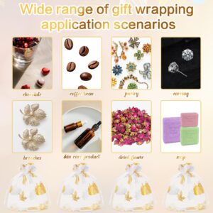 Berlune 300 Pcs Thanksgiving Gift Bags with Drawstring 3 x 4 Inch Fall Organza Gift Bags Gold Pumpkin Decorative Gift Bags Candy Treat Bags for Wedding Baby Shower Birthday Party Supplies