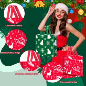 Zhanmai 200 Pcs Christmas Plastic Shopping Bags Holiday Reusable Gift Bags with Handles 10 x 13'' for Xmas Party Supplies(Classic Style)