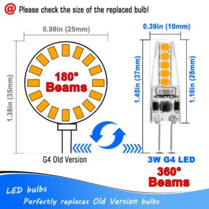 Heifymi G4 LED Bulb Warm White 2700K 3W Equivalent to 20W Halogen Bulb AC/DC 12-24V T3 JC Bi-Pin Base Replacement for Outdoor Landscape Bulbs Path Paver Deck Stair Step Lights,5 Pack