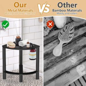 YUOROS Metal Shower Benches for Inside Shower Foot Rest for Shaving Legs Waterproof Small Corner Bathroom Shower Stool