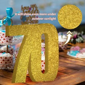 70th Birthday Decorations for Men and Women,70th Anniversary Decorations,Gold Glitter 70th Birthday Party Centerpieces for Table Decorations,70 Table Topper Decor