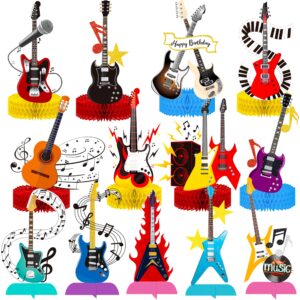 music guitar honeycomb centerpieces 13pcs guitar birthday party table centerpieces rock guitar table decorations music birthday party decoration for music instrument baby shower supplies