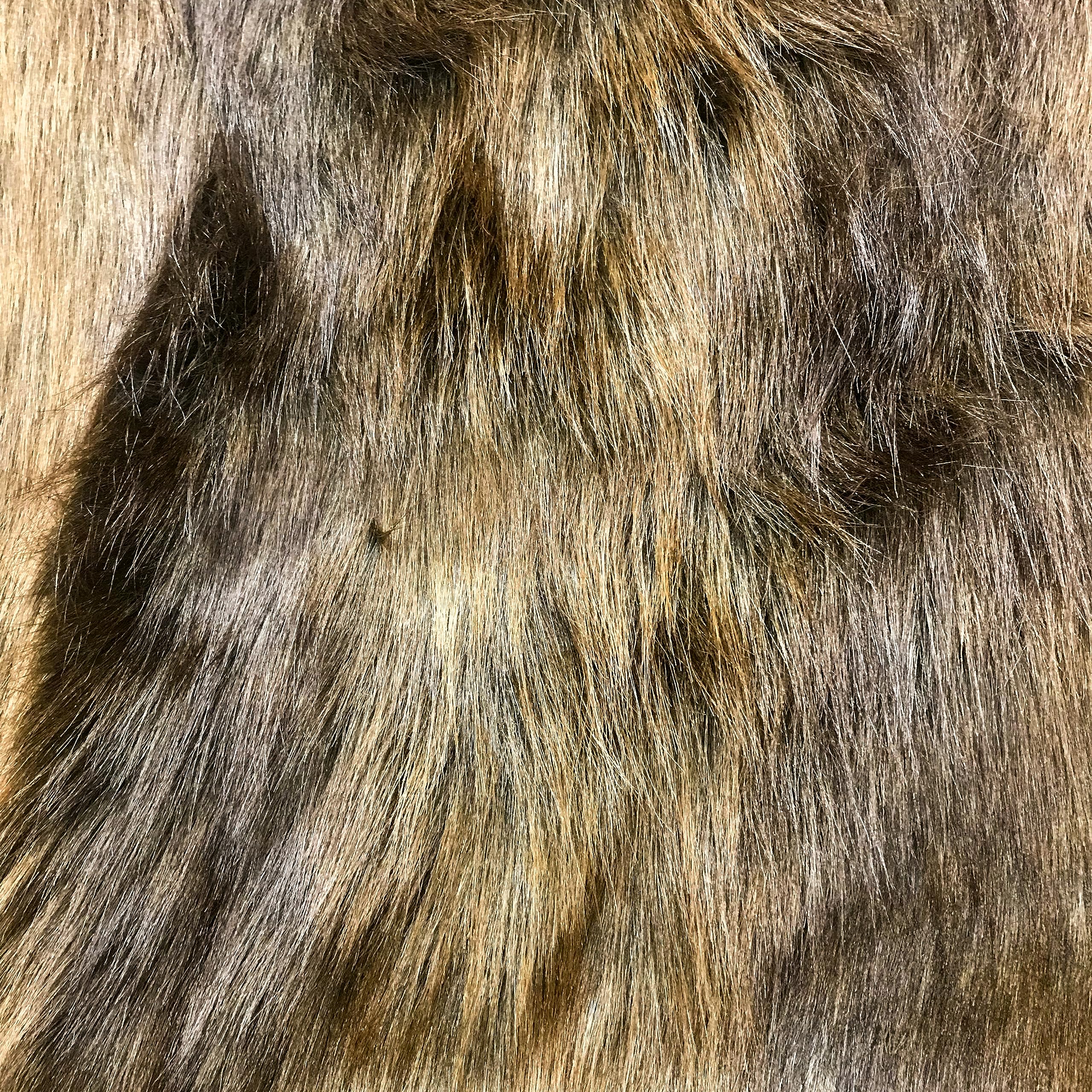 New Brown Wolf Long Hair Faux Fur by Elotex International Fabric