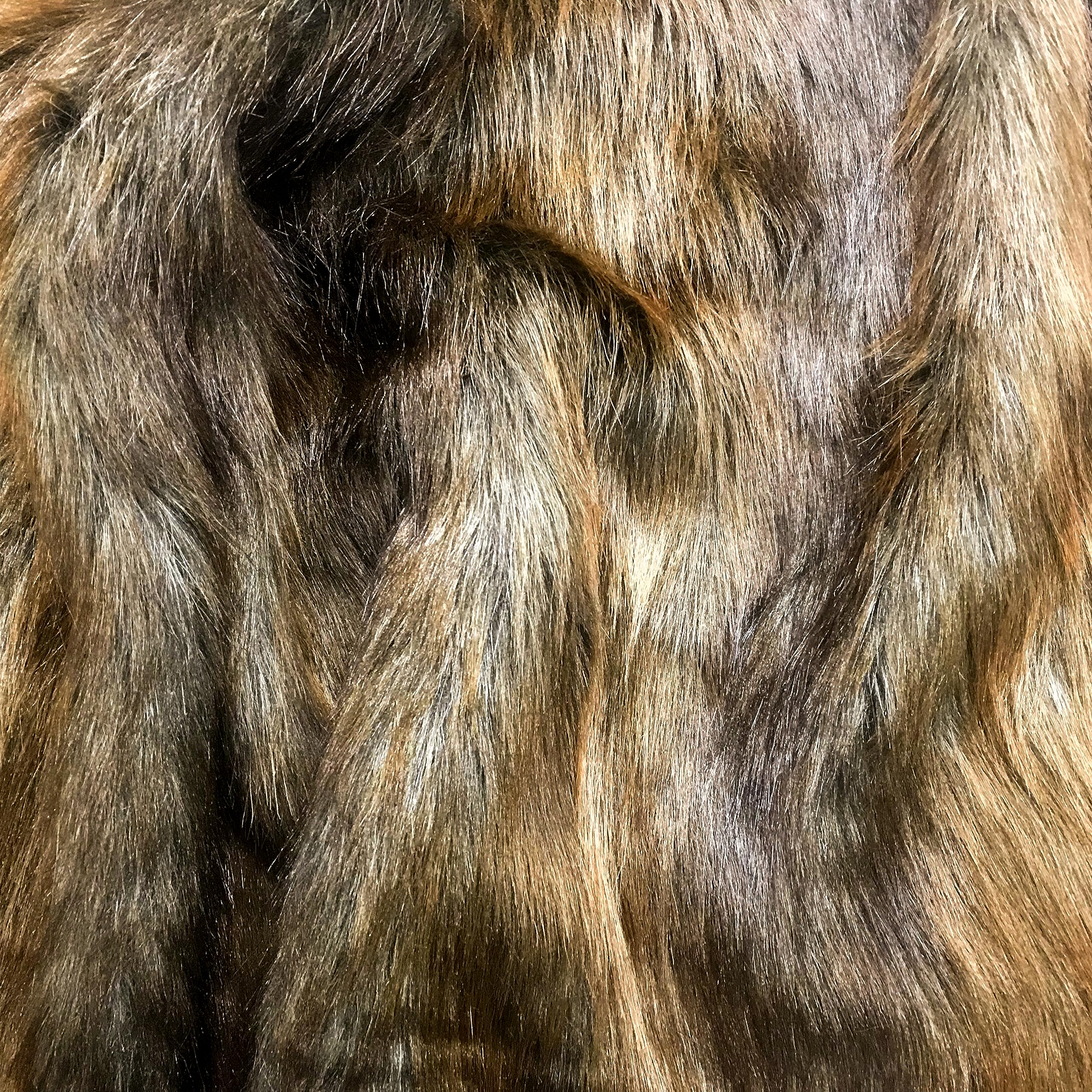 New Brown Wolf Long Hair Faux Fur by Elotex International Fabric