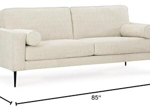 Signature Design by Ashley Hazela Contemporary Sofa with 2 Bolster Pillows, Beige