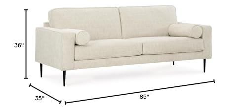 Signature Design by Ashley Hazela Contemporary Sofa with 2 Bolster Pillows, Beige