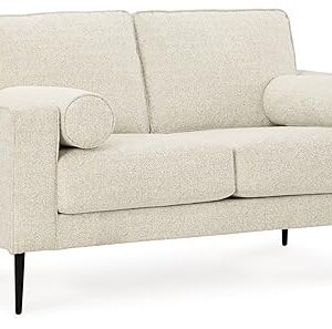 Signature Design by Ashley Hazela Contemporary Loveseat with 2 Bolster Pillows, Beige