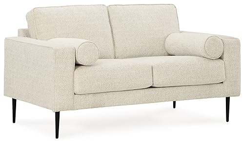 Signature Design by Ashley Hazela Contemporary Loveseat with 2 Bolster Pillows, Beige