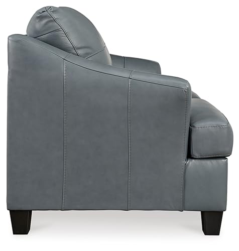 Signature Design by Ashley Genoa Contemporary Leather Match Loveseat, Blue