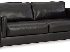 Signature Design by Ashley Amiata Modern Leather Match Sofa with Non-skid Legs, Black