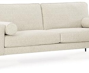 Signature Design by Ashley Hazela Contemporary Sofa with 2 Bolster Pillows, Beige