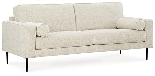 Signature Design by Ashley Hazela Contemporary Sofa with 2 Bolster Pillows, Beige