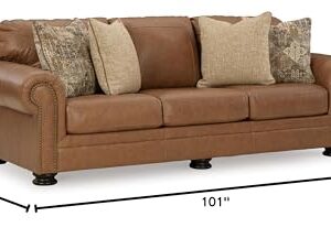 Signature Design by Ashley Carianna Classic Leather Match Sofa with Nailhead Trim, Dark Brown