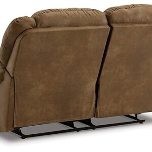 Signature Design by Ashley Boothbay Classic Faux Leather Power Power Reclining Loveseat with USB Ports, Dark Brown