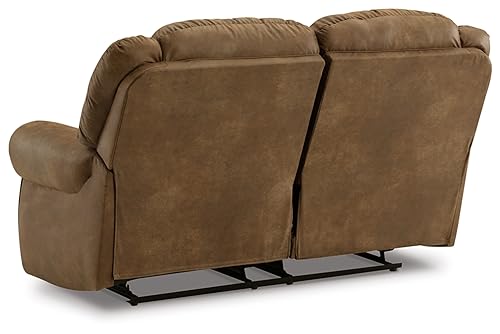 Signature Design by Ashley Boothbay Classic Faux Leather Power Power Reclining Loveseat with USB Ports, Dark Brown