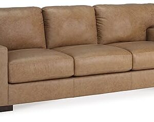 Signature Design by Ashley Lombardia Contemporary Leather Match Sofa, Light Brown