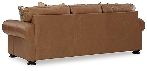 Signature Design by Ashley Carianna Classic Leather Match Sofa with Nailhead Trim, Dark Brown