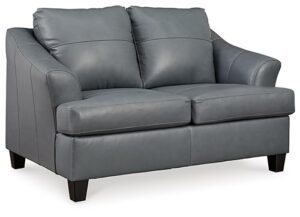 signature design by ashley genoa contemporary leather match loveseat, blue