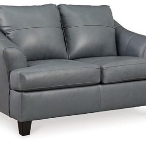 Signature Design by Ashley Genoa Contemporary Leather Match Loveseat, Blue