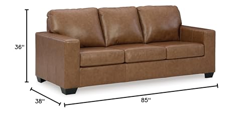 Signature Design by Ashley Bolsena Contemporary 2-in-1 Leather Match Sofa Sleeper with Folding Gel Memory Foam Mattress, Queen, Dark Brown