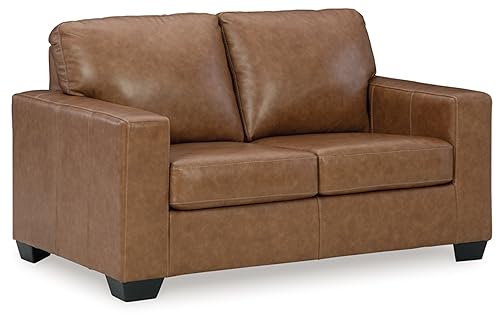 Signature Design by Ashley Bolsena Contemporary Leather Match Loveseat, Dark Brown