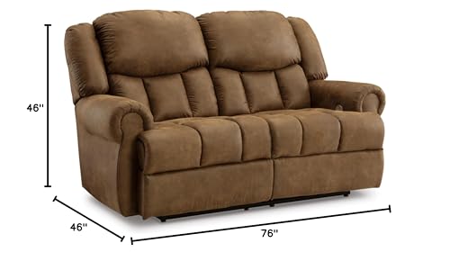 Signature Design by Ashley Boothbay Classic Faux Leather Power Power Reclining Loveseat with USB Ports, Dark Brown