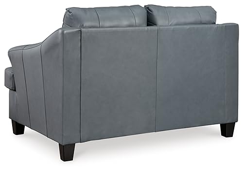 Signature Design by Ashley Genoa Contemporary Leather Match Loveseat, Blue