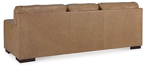 Signature Design by Ashley Lombardia Contemporary Leather Match Sofa, Light Brown