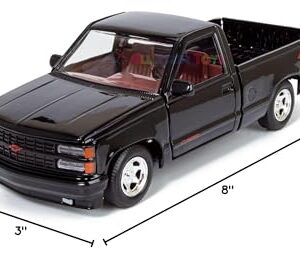 All Star Toys 1992 Chevy 454SS Pickup Truck 1/24 Scale Diecast Model Car Black with Red Interior Motormax 73203 Exclusive Edition