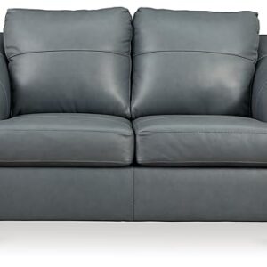 Signature Design by Ashley Genoa Contemporary Leather Match Loveseat, Blue