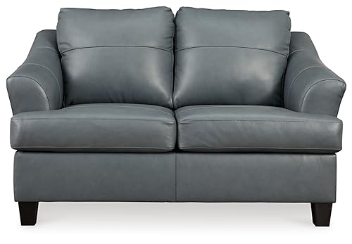 Signature Design by Ashley Genoa Contemporary Leather Match Loveseat, Blue