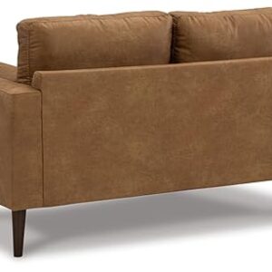 Signature Design by Ashley Telora Modern Faux Leather Loveseat with 2 Bolster Pillows, Dark Brown