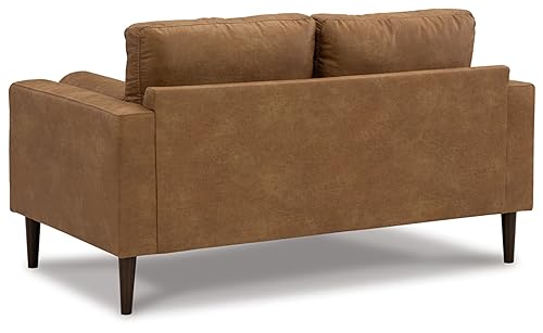 Signature Design by Ashley Telora Modern Faux Leather Loveseat with 2 Bolster Pillows, Dark Brown