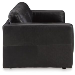 Signature Design by Ashley Amiata Modern Leather Match Sofa with Non-skid Legs, Black